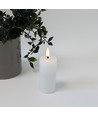 LED Blokklys 10cm høy, flammeeffekt, hvit - Ø5cm, 10cm høy, fungerer m. fjernkontroll, ekte stearin