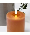 LED blokklys 10cm, smelte-look, flammeeffekt - Ø7,5cm, brun