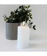 LED Blokklys 12,5cm høy, smelte-utseende, flammeeffekt - Ø7,5cm, 12,5cm høy, fungerer m. fjernkontroll, timer, ekte stearin