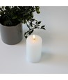 LED Blokklys 12,5cm høy, smelte-utseende, flammeeffekt - Ø7,5cm, 12,5cm høy, fungerer m. fjernkontroll, timer, ekte stearin