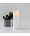 LED XL Blokklys 30cm høy, flammeeffekt, hvit - Ø10cm, 30cm høy, virker m. fjernkontroll, timer, ekte stearin