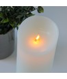 LED XL Blokklys 30cm høy, flammeeffekt, hvit - Ø10cm, 30cm høy, fungerer m. fjernkontroll, timer, ekte stearin