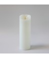 LED XL Blokklys 30cm høy, flammeeffekt, hvit - Ø10cm, 30cm høy, virker m. fjernkontroll, timer, ekte stearin