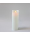 LED XL Blokklys 30cm høy, flammeeffekt, hvit - Ø10cm, 30cm høy, fungerer m. fjernkontroll, timer, ekte stearin