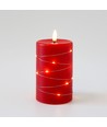 LED blokklys med lyskjede, 12,5cm, flammeeffekt - Ø7,5cm, rød