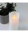 LED XL Blokklys 22,5cm høy, flammeeffekt, hvit - Ø10cm, 22,5cm høy, fungerer m. fjernkontroll, timer, ekte stearin