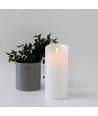 LED XL Blokklys 22,5cm høy, flammeeffekt, hvit - Ø10cm, 22,5cm høy, fungerer m. fjernkontroll, timer, ekte stearin