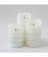 LED-kubbelys 3-pk med lyslenke, flammeeffekt - Ø7,5cm, 10/12,5/15cm, fjernkontroll, timer, ekte voks