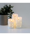 LED Blokklys 3 stk sett med lyskjede, flammeeffekt - Ø7,5cm, 10/12,5/15cm, inkl. fjernkontroll, timer, ekte voks