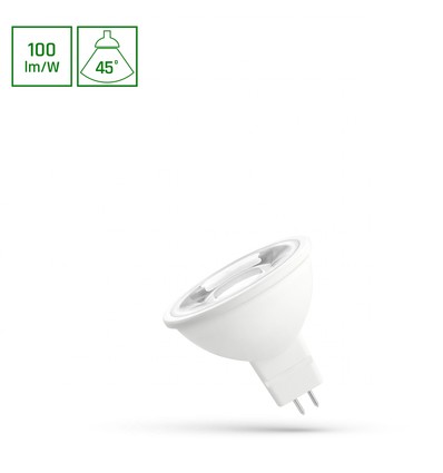 GU5.3 4W LED MR16 pære, 12V - 45°, kald hvit, matt glass, SMD