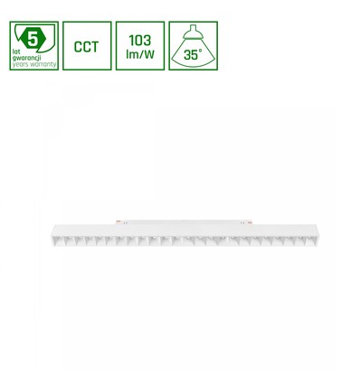 GRID L 22W skinnespot til SHIFT system, CCT - 48V, RA90, 102lm/W, 3-i-1 fargevalg, 5 års garanti