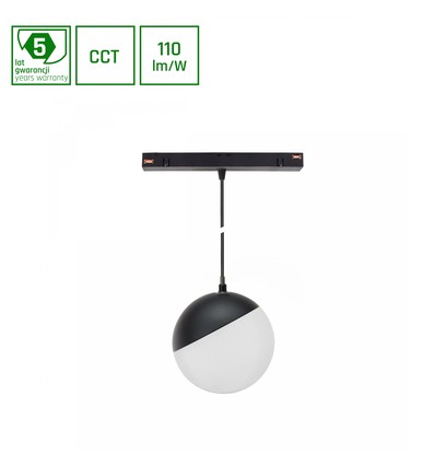 System Shift CCT- Globe P pendlet Sphere skinne lys Ø100, 815mm kabel, 5W, 165°, svart, CCT switch