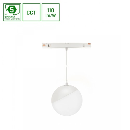 System Shift CCT- Globe P Hengende Kule Skinne Lys Ø100 (815mm Kabel), 5W, 165°, Hvit, CCT Switch