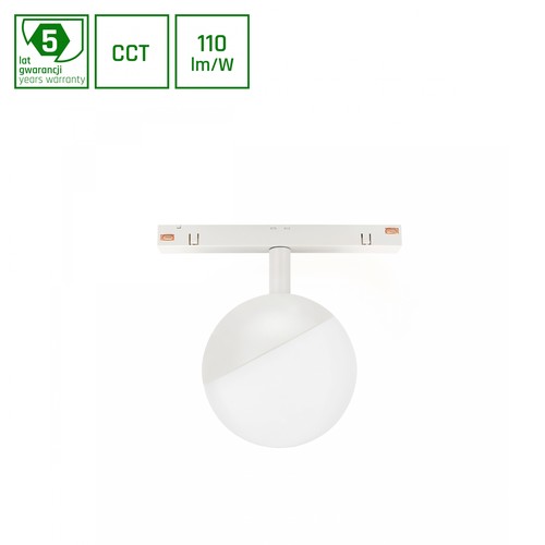 SHIFT CCT- Globe Sphere skinnelys Ø100x130mm, 5W, 165°, hvit, CCT-bryter