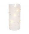 LED Blokklys med lyslenke, 15cm høy, flammeeffekt - Ø7,5cm, 15cm høy, fungerer m. fjernkontroll, ekte stearin