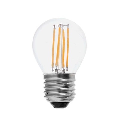 E27 4W 3-trinns dimbar LED kronepære - G45, filament, klart glass