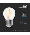 V-Tac 4W LED kronepære - 3-trinns dimbar, G45, karbon filamenter, klart glas, E27
