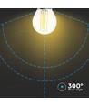 V-Tac 4W LED kronepære - 3-trinns dimbar, G45, karbon filamenter, klart glas, E27