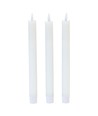 3-pakning hvite LED stearinlys, flammeeffekt - Ø2,2cm, Høyde: 24,5cm, kronelys, inkl. fjernkontroll, timer
