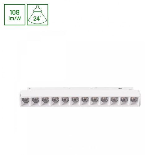 12W SYSTEM SHIFT BASIC GRID S skinnespot, 48V - 108lm/W, 220x23x42 mm, nøytral hvit