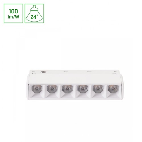 6W SHIFT BASIC GRID skinnespot, 48V - 110x23x42 mm, nøytral hvit, DC
