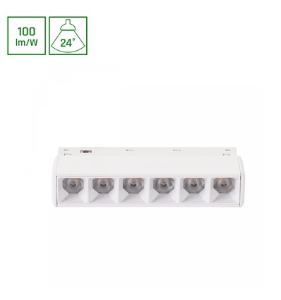 6W SHIFT BASIC GRID skinnespot, 48V - 110x23x42 mm, nøytral hvit, DC