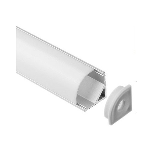 Alu hjørneprofil 16x16 til LED-strip - 1 meter, inkl. melkehvitt deksel, klips og endestykker, anodisert