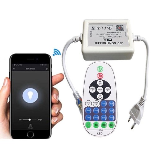 230V WiFi Smart Home dimmer - Inkl. endestykke, til 230V (Type Q), minnefunksjon, max 50 m