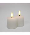 LED Blokklys, 2 stk, flammeeffekt, hvit - 5cm høy, Ø5cm, fungerer med fjernkontroll, ekte stearin