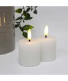 LED Blokklys, 2 stk, flammeeffekt, hvit - 5cm høy, Ø5cm, fungerer med fjernkontroll, ekte stearin