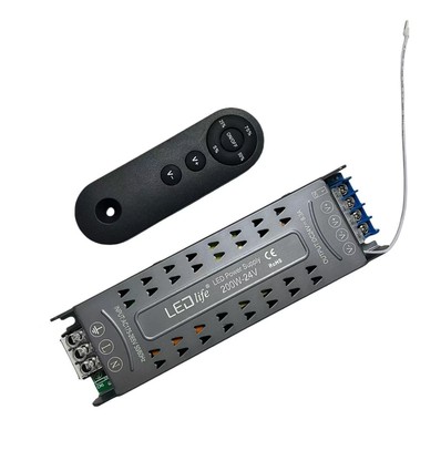 200W / 24V DC dimbar strømforsyning - 8.33A, IP20 innendørs, med fjernkontroll, flimmerfri