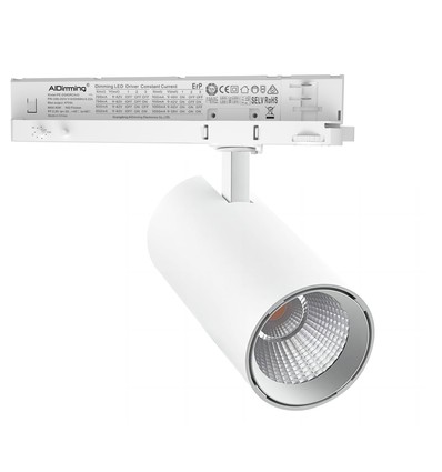 30W 3-faset dimbar RA92 PRO-CCT skinnespot - 120lm/w, justerbar CCT + lysstyrke, 3900lm, flicker free