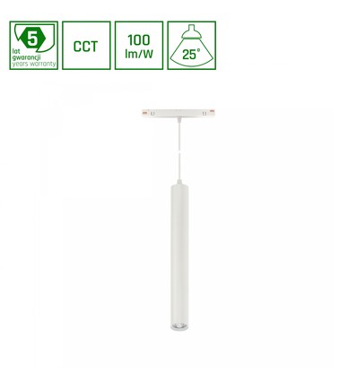 12W SYSTEM SHIFT CCT-HANGIT skinnespot til pendel - 48V, RA90, 25°, hvit, 5 års garanti