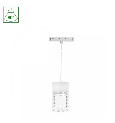 7W SYSTEM SHIFT BASIC HANGIT CRISTAL skinnespot, 48V - 2700K, 80°, IP20, 110cm wireoppheng
