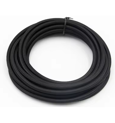 5m Stoffkabel 2x0,75 mm², tekstil - 230V, Sort