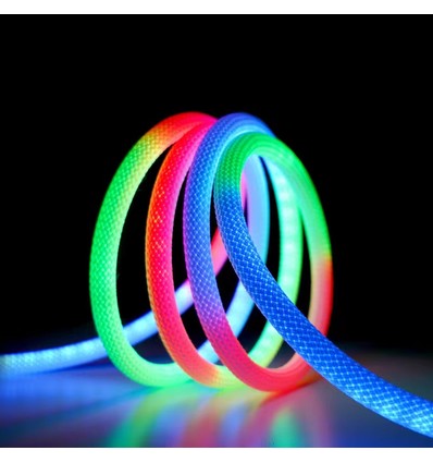 5m RGBIC Neon flex slange, komplett sett - Vevd tau, Bluetooth App, fjernkontroll, USB