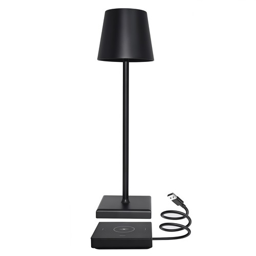 LED bordlampe med trådøs lading - Sort, IP54 Innendørs/utendørs, berøringsdimbar