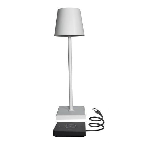 LED bordlampe inkl. trådøs lading - Hvit, IP54 Innendørs/utendørs, berøringsdimbar