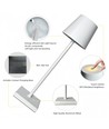 LED bordlampe inkl. trådøs lading - Hvit, IP54 Innendørs/utendørs, berøringsdimbar
