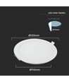 6W Ø12cm LED innfellingspanel - Hull: Ø11 cm, Mål: Ø12 cm
