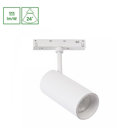 20W SHIFT BASIC SPOT L til 48V skinnesystem - 2220lm, 24°, 2700K, hvitt hus, IP20