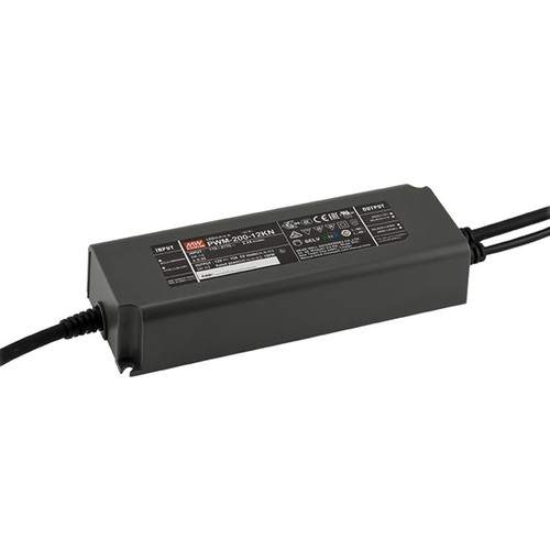 Meanwell 200W DALI2 dimbar strømforsyning - 24V DC, 8.33A, DALI-grensesnitt + push dim, IP67