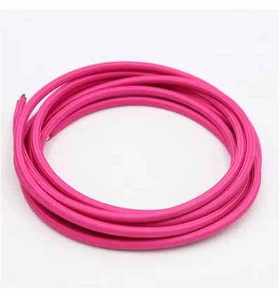 5m Stoffkabel 2x0,75 mm², tekstil - 230V, Rose rød