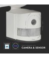 18W LED lyskaster med WiFi kamera og PIR sensor - 600lm, IP65, hvit, utendørs, kald hvit