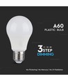 E27 9W 3-trinn dimbar LED pære - A60, 6400K, kald hvit, on/off dimbar