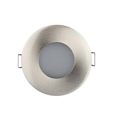 GU10 innfellingsspot, Satin nikkel - Rund, IP54, Hull: Ø7,5 cm, Mål: Ø8,4 cm, uten lyskilde