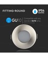 GU10 innfellingsspot, Satin nikkel - Rund, IP54, Hull: Ø7,5 cm, Mål: Ø8,4 cm, uten lyskilde