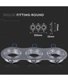 3xGU10 innfellingsspot - Rund, børstet aluminium, IP20 innendørs, uten lyskilde