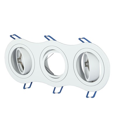 3-hulls GU10 innfellingsspot - Rund, hvit, aluminium, hull: 23,5 x 7,5 cm, mål: 25,5 x 9,1 cm
