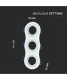 3-hulls GU10 innfellingsspot - Rund, hvit, aluminium, hull: 23,5 x 7,5 cm, mål: 25,5 x 9,1 cm